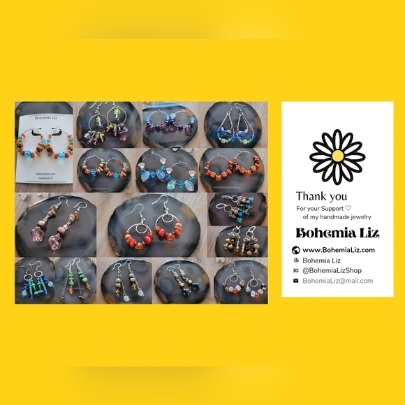 BohemiaLiz earrings Artisan Handmade, Gemstones, Rare/Vinted Glass, Lucky Scoop - Picture 1 of 12